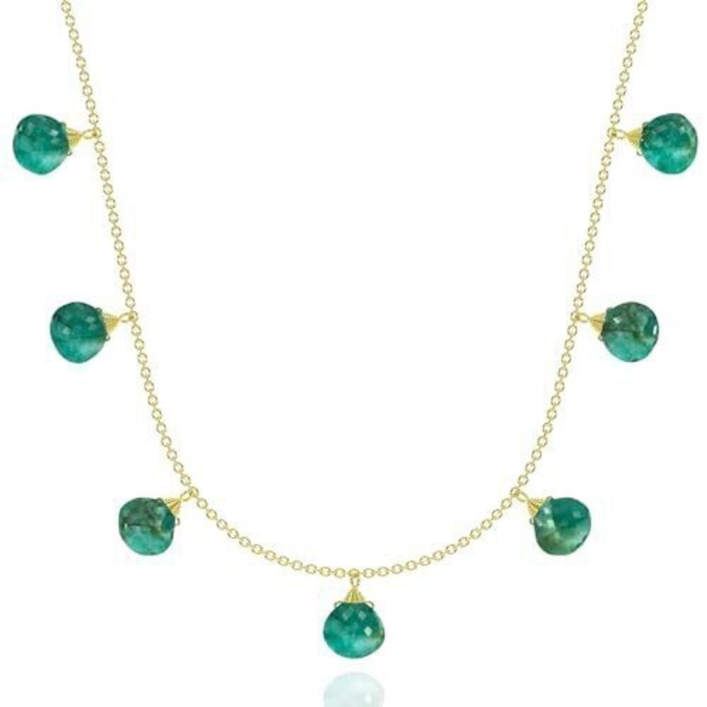 8723 Emerald Necklace , Premium Heart Beaded Gold Necklaces - Tarnish Free